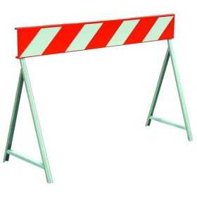 Barrière de signalisation fixe - 120x20 cm - blanche/rouge avec pieds