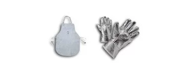 Vêtements de soudure : tablier de soudeur, gants en fibre d'aluminium, casquettes, vestes en croûte de cuir.