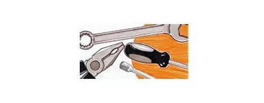 Large choix d'outils à main : ciseaux, projecteurs, tournevis, coupe-tubes, riveteuses